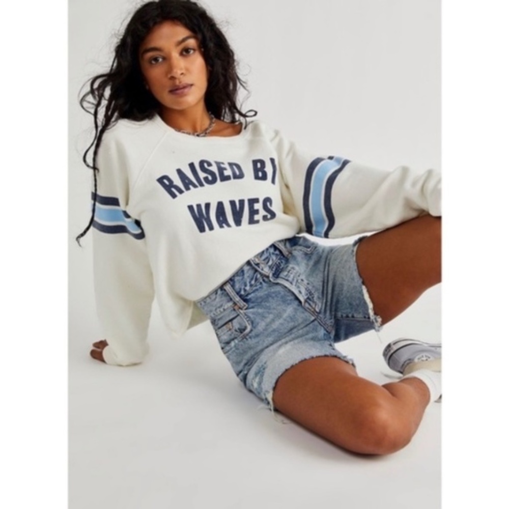 Free People X Retro Brand Raised by waves crew sweatshirt - Picture 1 of 6